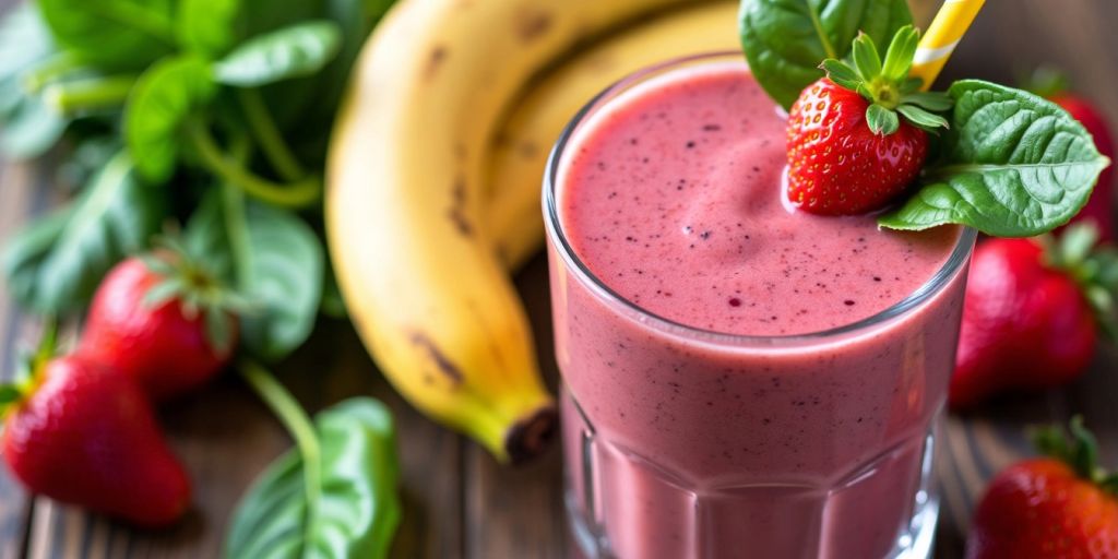 Smoothie with fresh fruits and spinach